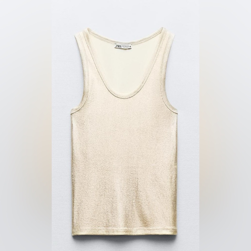 Zara ribbed metallic shirt - gold